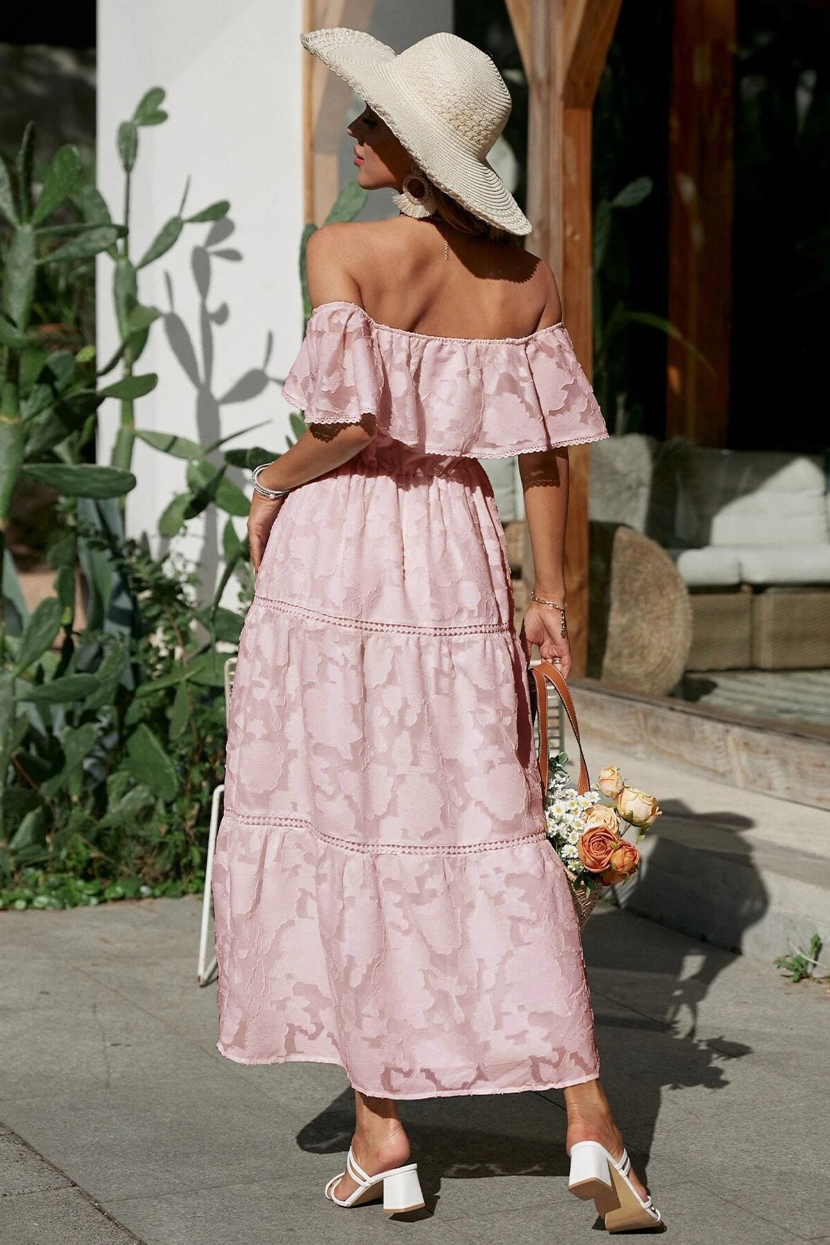 Elegant Off The Shoulder Lace Bohemian Boho Dress