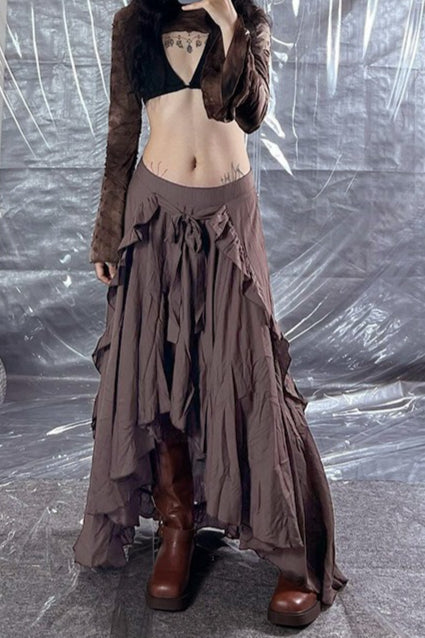 Vintage Asymmetric Hem Maxi Skirt Main image