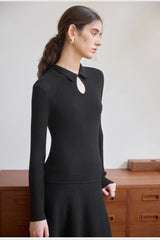 Elegant Solid Wool Knit Top
