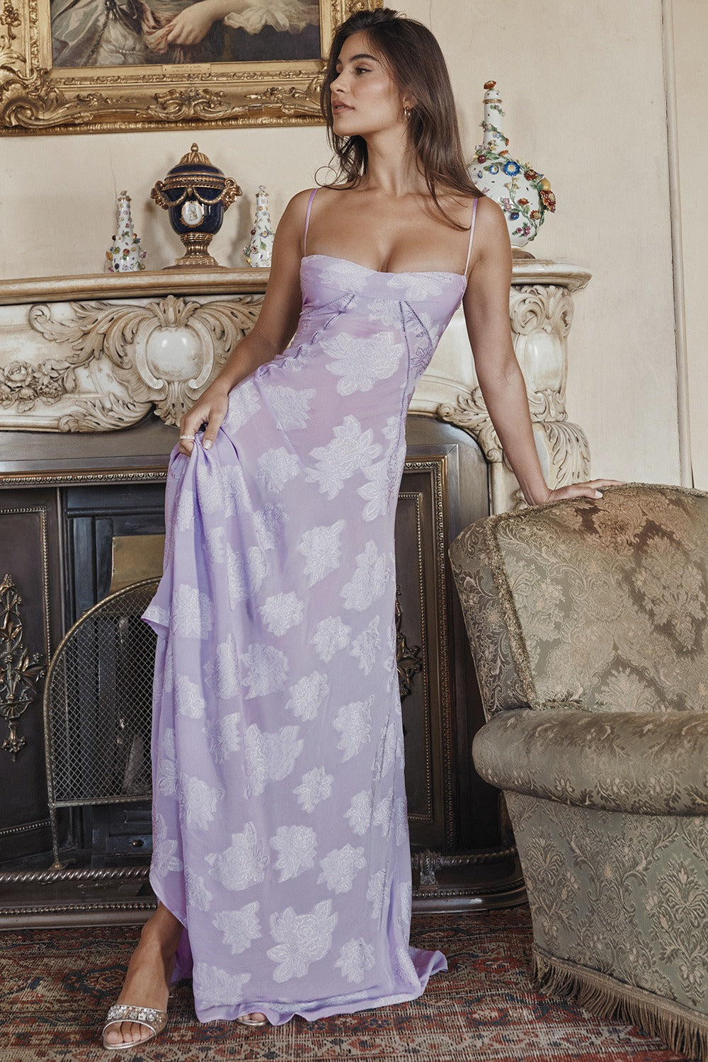Lace Tie-Strap Romantic Maxi Dress Main image