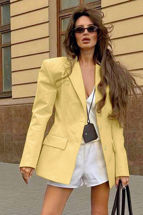 Elevated Lapel Detail Long Sleeve Blazer Secondary image