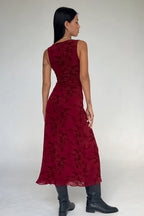 V-Neck Sleeveless Slim Fit Floral Dress