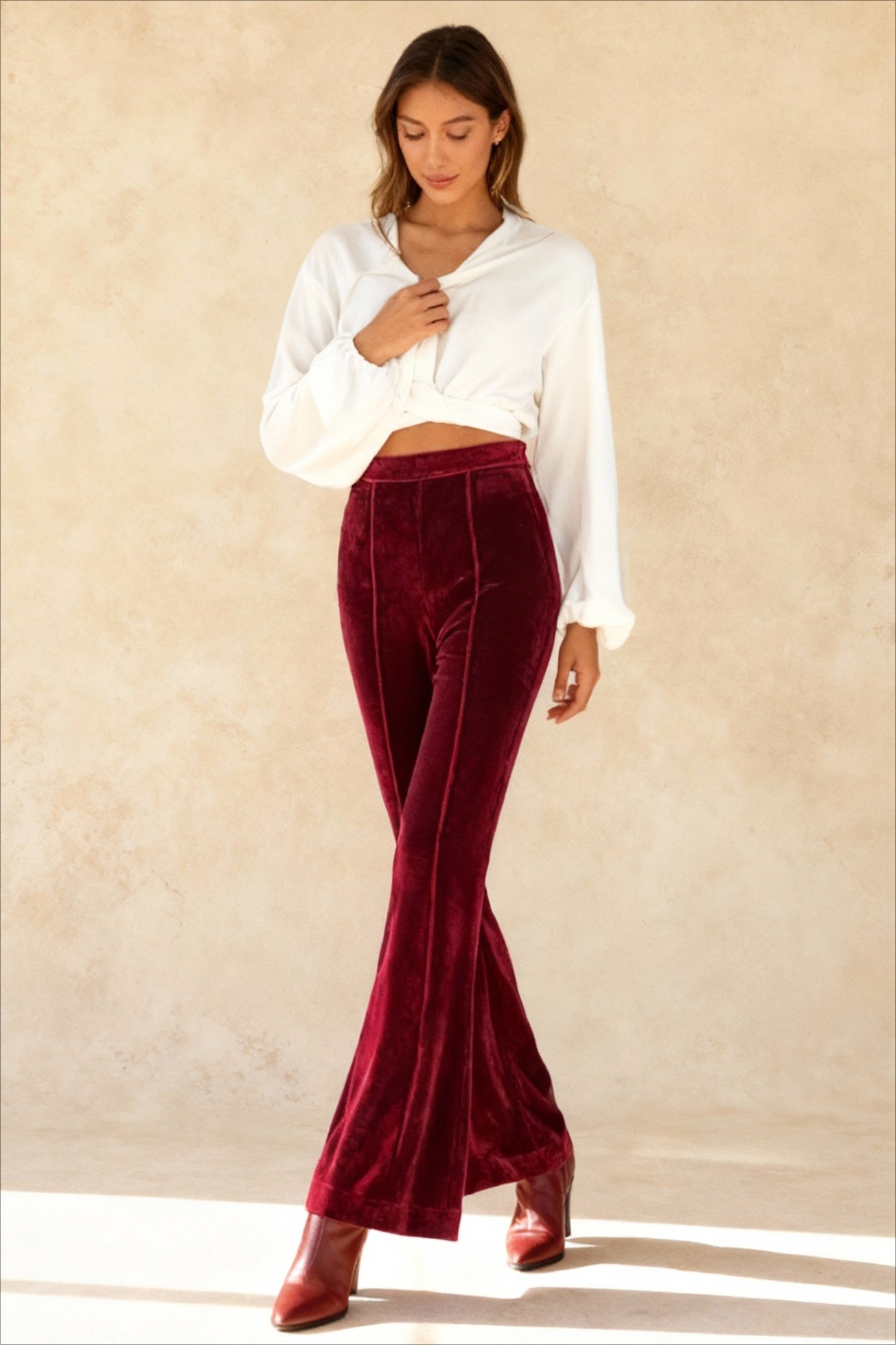 Casual Velvet High Waist Flared Pants Secondary image