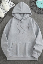 Compass Graphic Kangaroo Pocket Pullover Hoodie