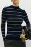 Seamless Stripe Mock Neck Knit Top