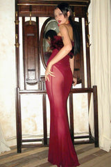 Off-Shoulder Fur Sheer Birthday Dress