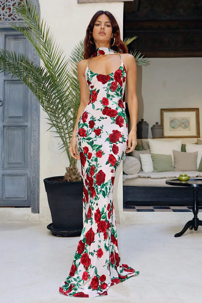 Floral Plunge Low Back Slip Dress Secondary image