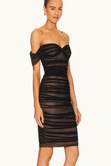 Sexy Off Shoulder Strapless Mesh Chic Cocktail Dress