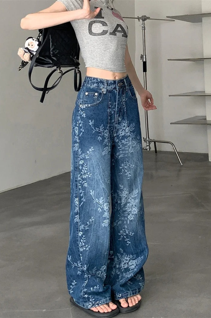 Relaxed Floral Print Palazzo Jeans Secondary image
