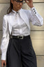 Unique Collared Button Front Blouse