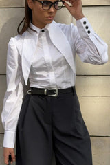 Unique Collared Button Front Blouse