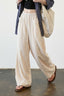 Linen Blend Relaxed Wide Leg Draped Pants