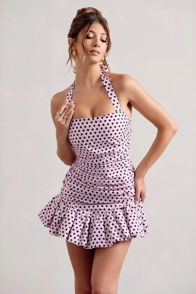 Polka Dot Halter Low Back Birthday Dress Main image