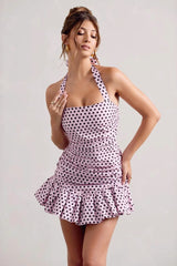 Polka Dot Halter Low Back Birthday Dress