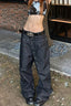 Side Button Low Rise Baggy Jeans