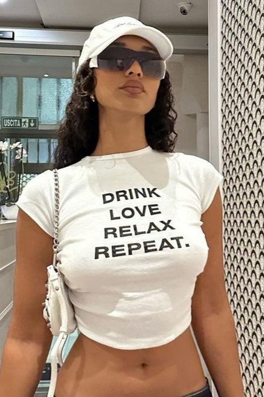 Cropped Letter Print Crewneck T-Shirt Secondary image