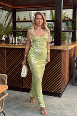 Sequin Spaghetti Strap Backless Bodycon Sequin Dress