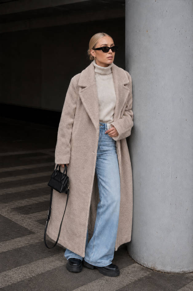 Fleece Lapel Long Sleeve Cozy Overcoat