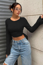 Slim Fit Cropped Knit Sweater
