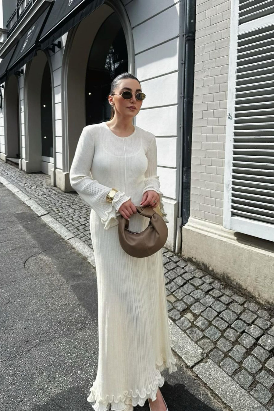 Ruffled Long Sleeve Bodycon Maxi Dress Main image