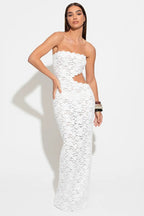 Sheer Lace Backless Bodycon Lace Dress