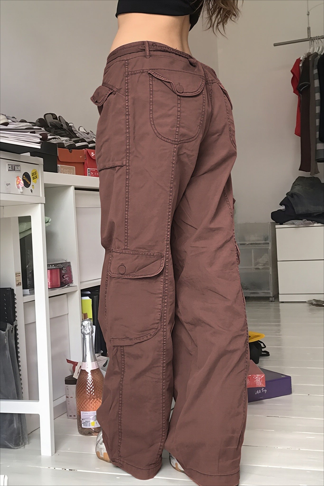 Belted Multi Pocket Wide Leg Cargo Pants Secondary image