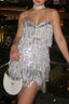 Sleeveless Bodycon Cami Sequin Glitter Fringe Sequin Dress