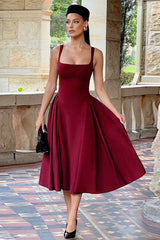 Square Neck Backless Fitted Birthday Dress