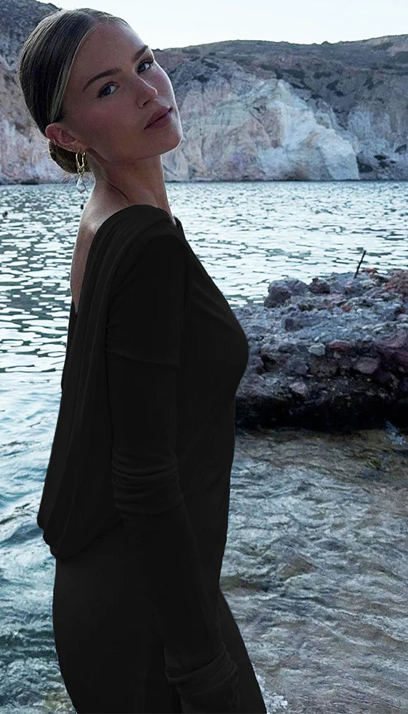 Solid Swing Backless Maxi Dress Secondary image