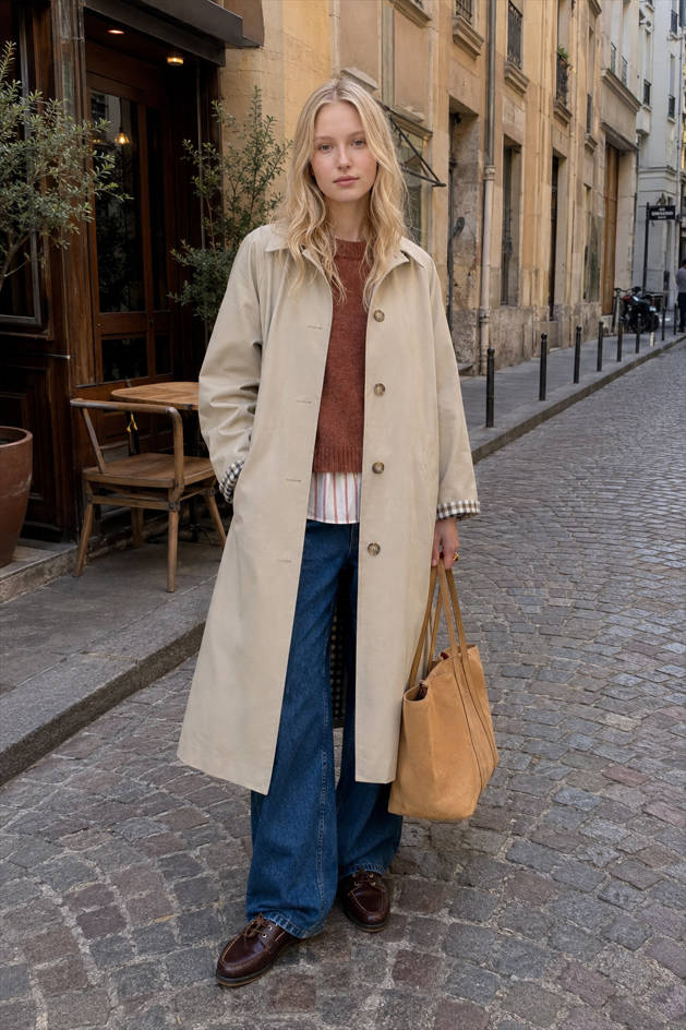 French Vintage Classic Long Overcoat