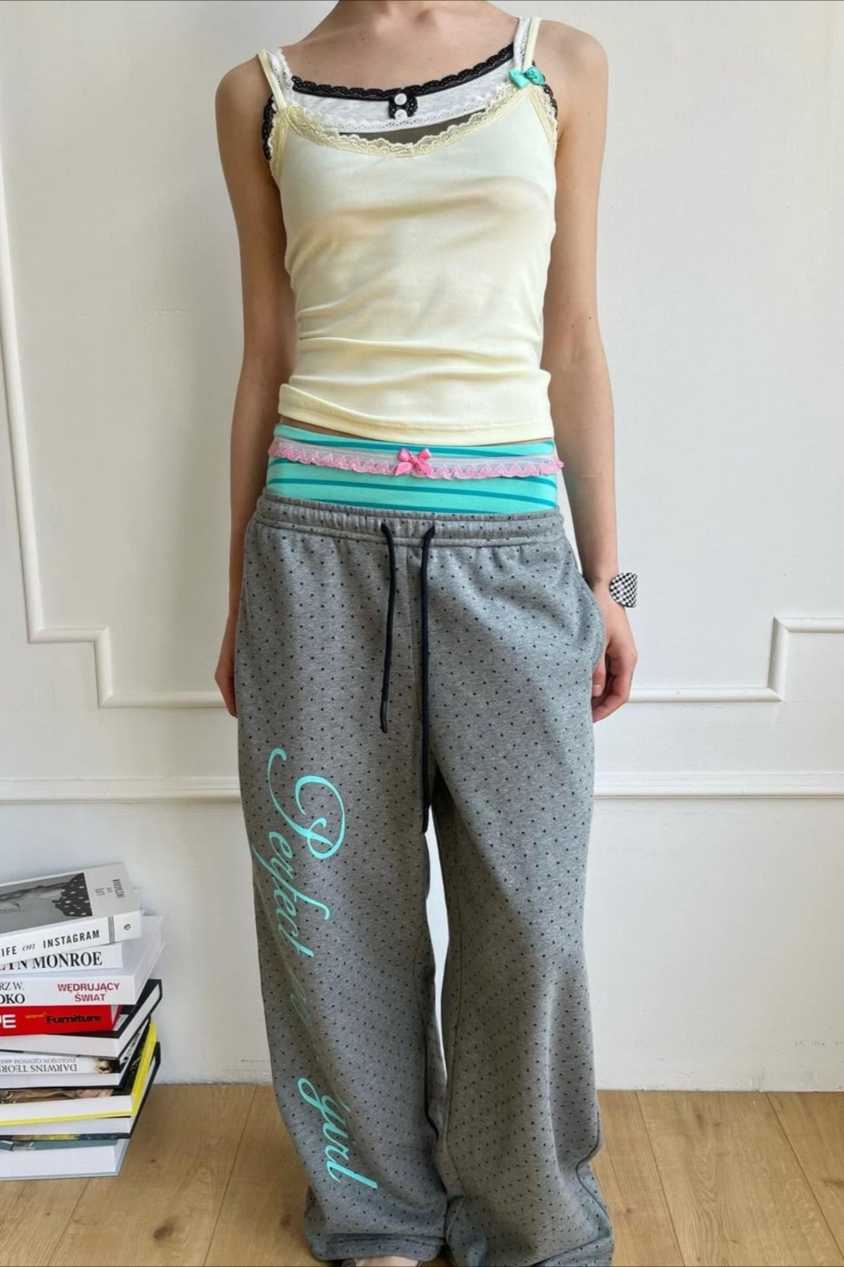 Layered Polka Dot Relaxed Street Pants Main image