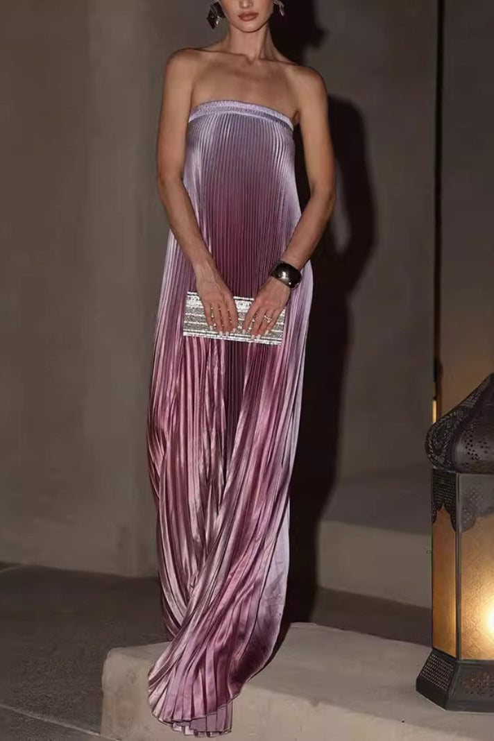 Ombre Strapless Pleated Prom Dress Main image