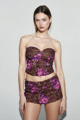 Leopard Off-shoulder Beach Knit Set