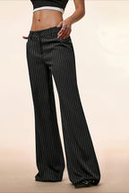 High Waist Double Button Draped Wide Leg Pants