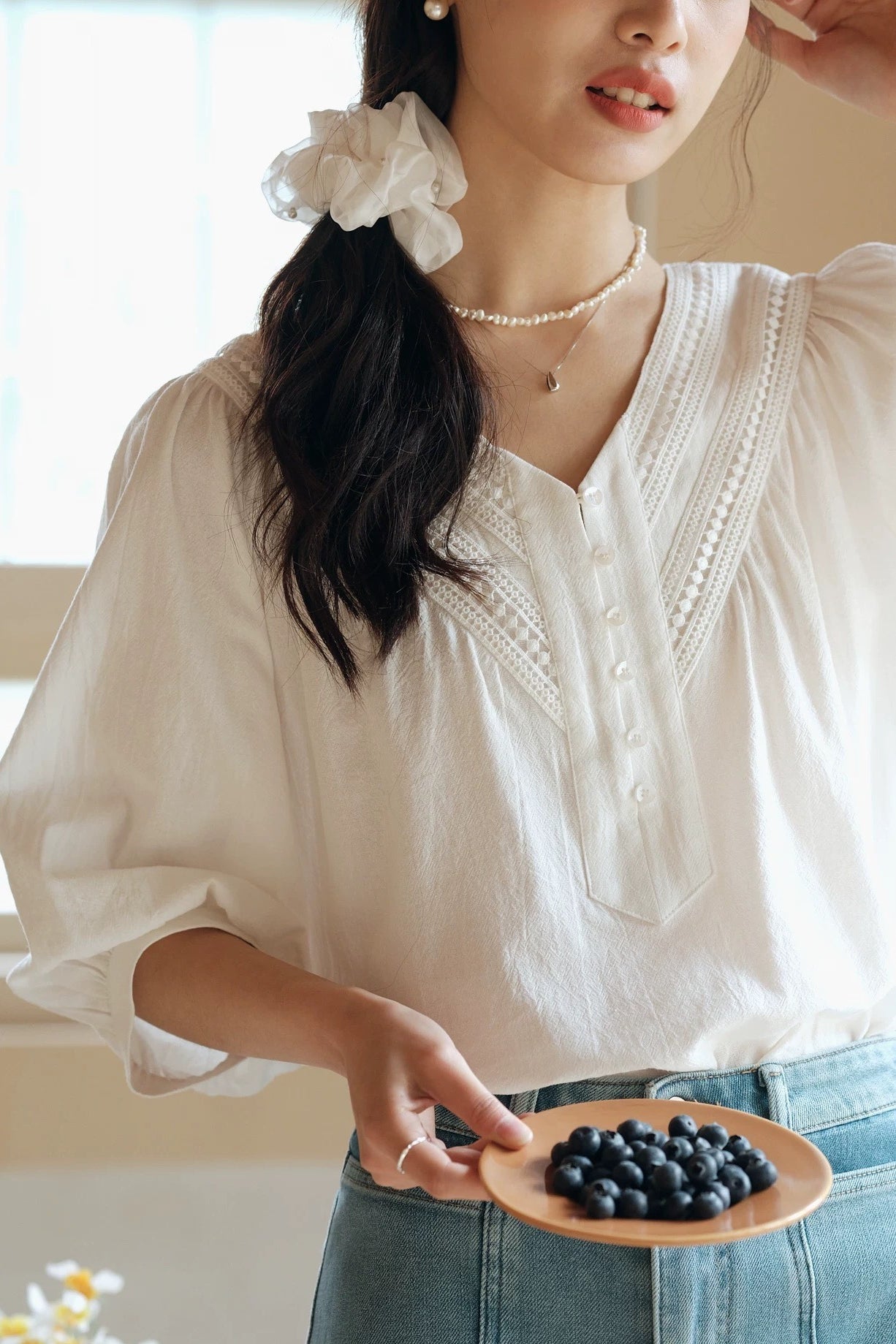 Relaxed Lace Trim Blouse Main image
