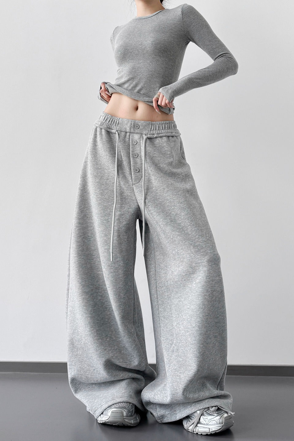 Sporty Wide Leg Casual Elastic Waist Pants Secondary image