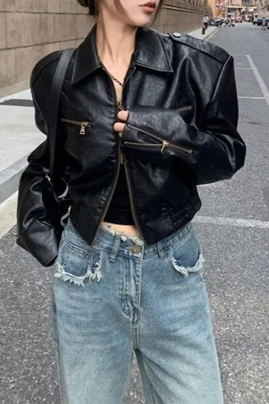 PU Leather Biker Short Jacket Main image