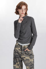 Layered Collar Slim Knit Top