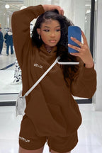 Pullover Hoodie Shorts Activewear Set