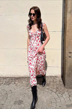 Cherry Floral Curve Fit Long Slip Dress