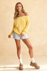 Solid Off Shoulder Pullover Sweater