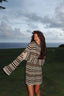 Striped Open Back Loose Long Sleeve Mini Dress