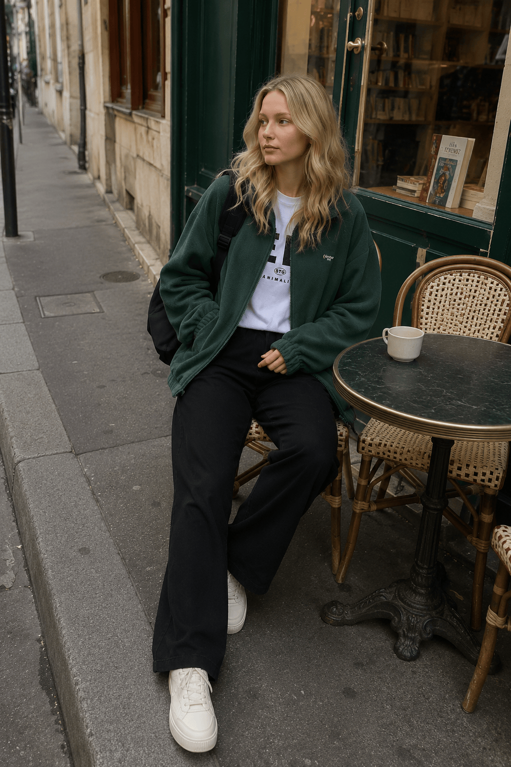 Letter Print Zip-up Jacket Secondary image