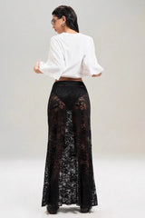 Solid Color Lace Bodycon High Waist Skirt