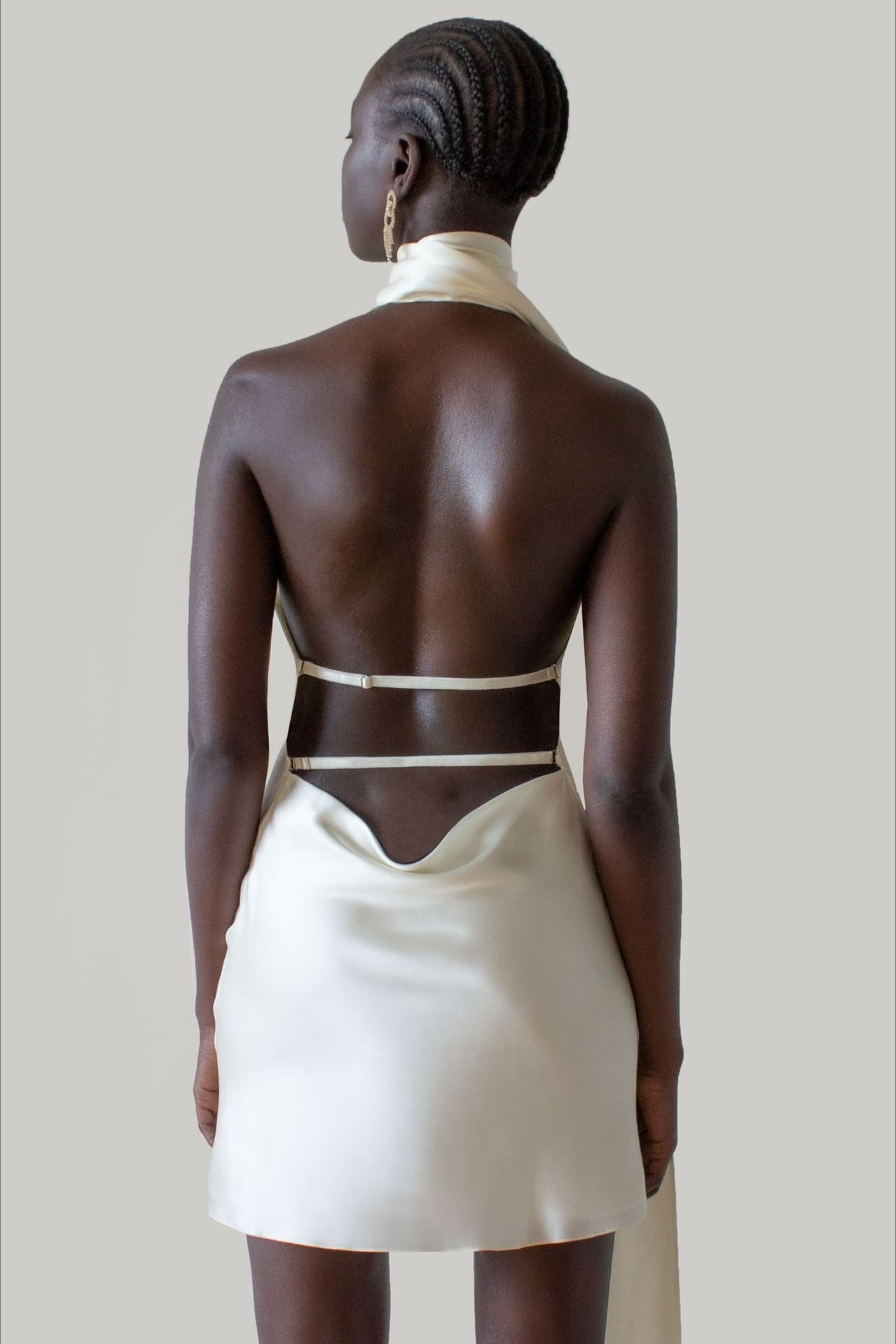 Satin Backless Adjustable Halter Mini  Silk Dress Secondary image