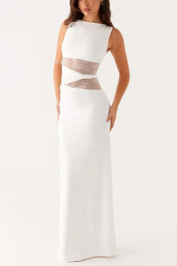 Slim Sheer Lace Paneled Maxi Lace Dress Secondary image