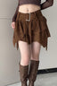 Retro Tiered Hem Asymmetric Bodycon Skirt