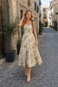 Ruffled Wide-Strap Midi Dress