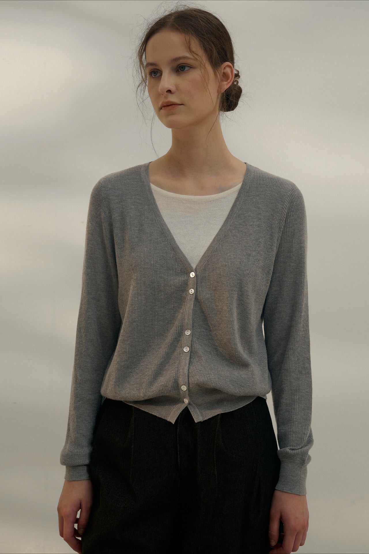 Color Block Layered V-Neck Knit Top Main image