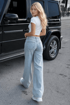 Stretch Low Rise Wide Leg Relaxed Jeans